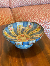 Load image into Gallery viewer, Belgian Metal Painted Floral Bowl (Footed)