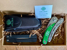 Load image into Gallery viewer, Engraved Gardener's Multi-Tool Gift Box - Tool, Case and Sharpener - The Celtic Farm
