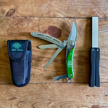 Load image into Gallery viewer, Engraved Gardener's Multi-Tool Gift Box - Tool, Case and Sharpener - The Celtic Farm