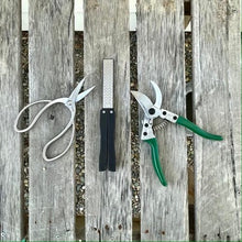 Load image into Gallery viewer, Garden Tool Sharpener - Diamond + Carbon Steel Hone Reversible Paddle For Sharpening Pruners, Clippers Mower Blades and Scissors - The Celtic Farm