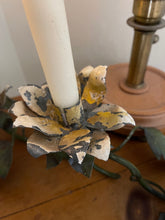 Load image into Gallery viewer, Vintage Floral Vine Candelabra - Metal Toleware Candle Centerpiece